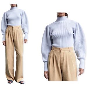 Zara Pastel Ribbed Mock Neck Full Sleeve Sweater